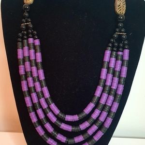 PURPLE & BLACK JIGIDA NECKLACE